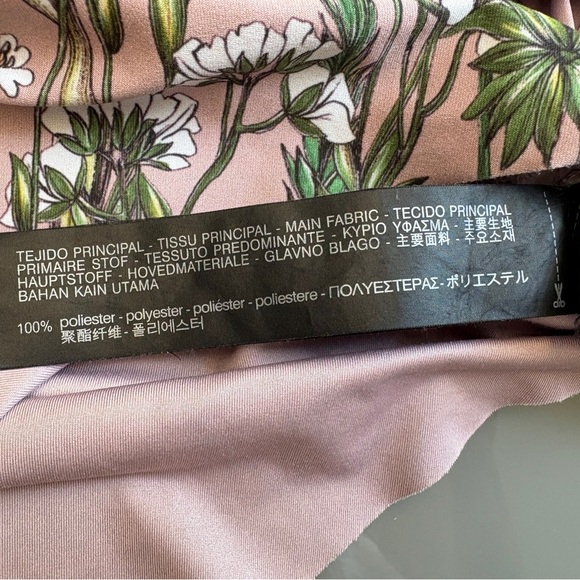 Zara Blush Pink Silky Satiny Long Sleeve Bodysuit Floral Graphic Design Small - Picture 6 of 9